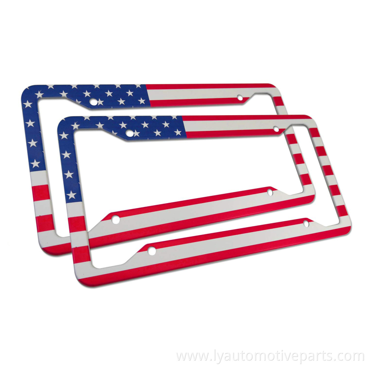 2 Pack USA Flag License Plate Frame- American Auto Car Tag Holder Cover Novelty Personalized Aluminum Bracket